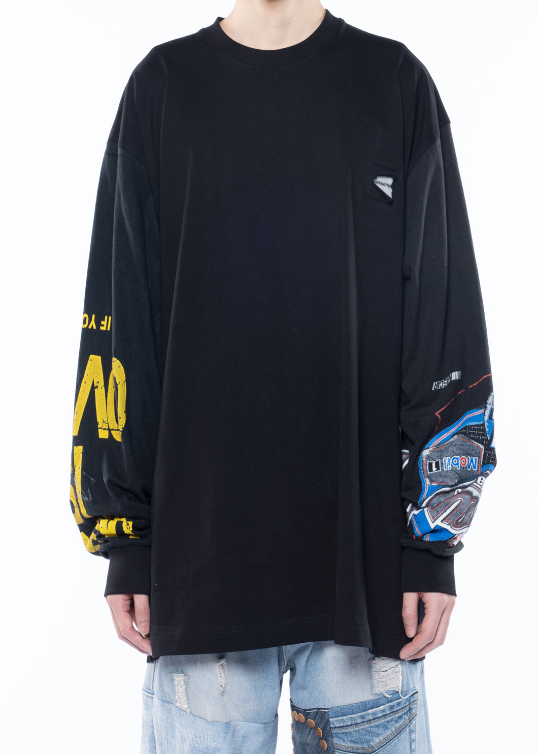 RANDOMEFFECT Patched Sleeves Long Tee